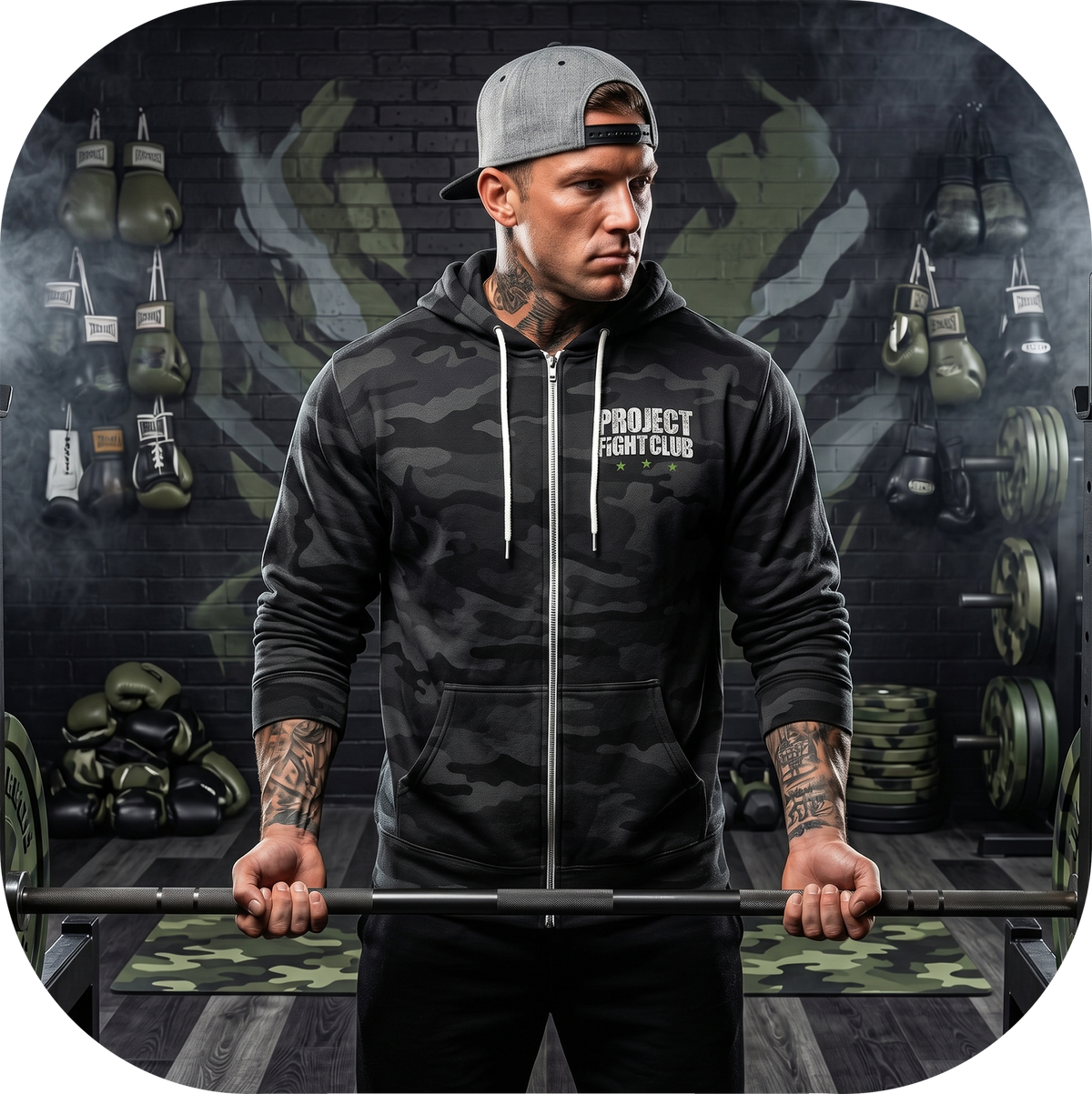 BLACK CAMO LIGHTWEIGHT ZIP HOODIE - HONOR SOLDIERS & VETERANS