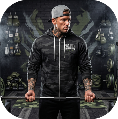 BLACK CAMO LIGHTWEIGHT ZIP HOODIE - HONOR SOLDIERS & VETERANS