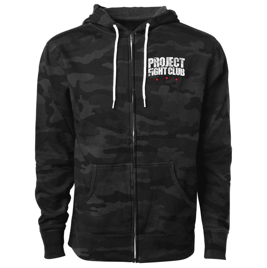 BLACK CAMO LIGHTWEIGHT ZIP HOODIE - HONOR FIREFIGHTERS & EMTs