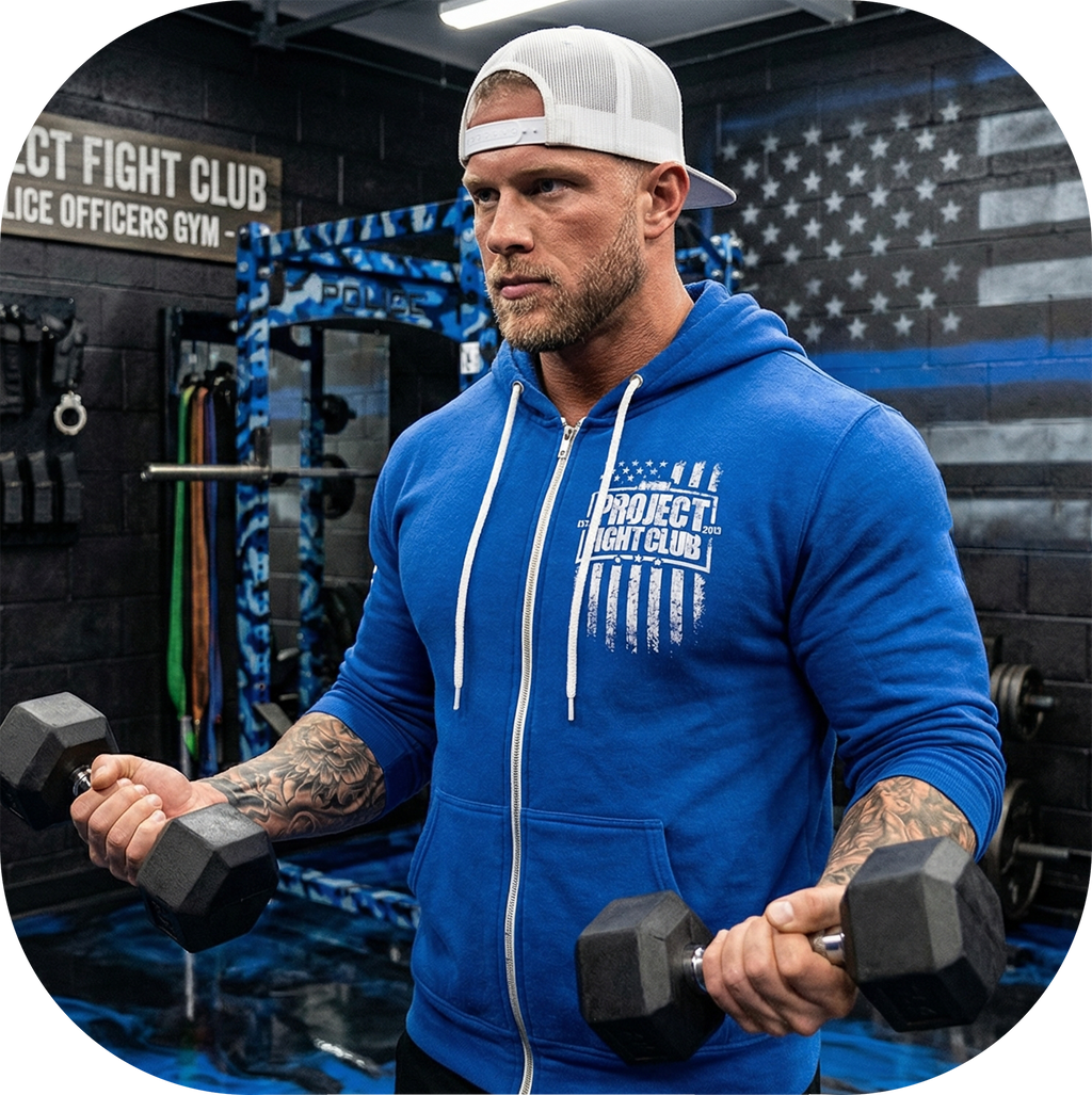 BLUE LIGHTWEIGHT ZIP HOODIE - SUPPORT POLICE