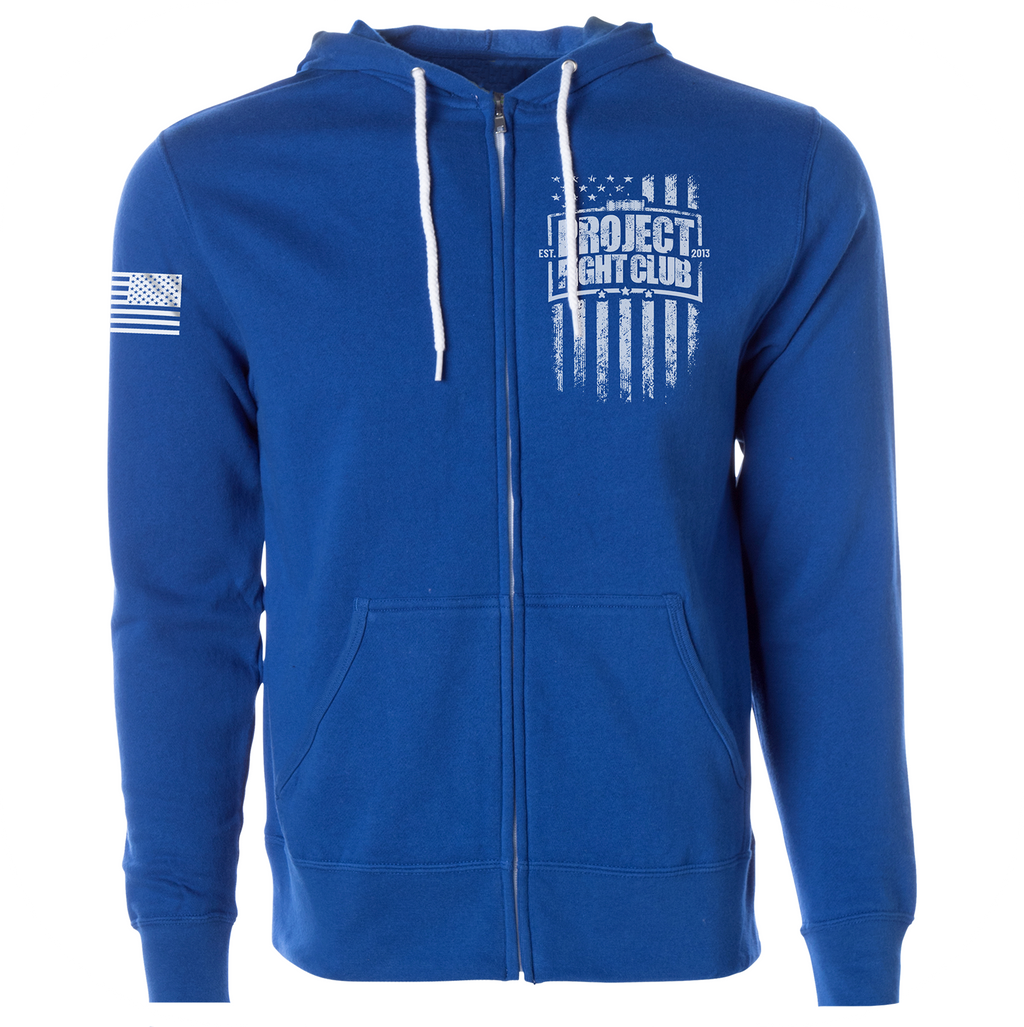 BLUE LIGHTWEIGHT ZIP HOODIE - SUPPORT POLICE