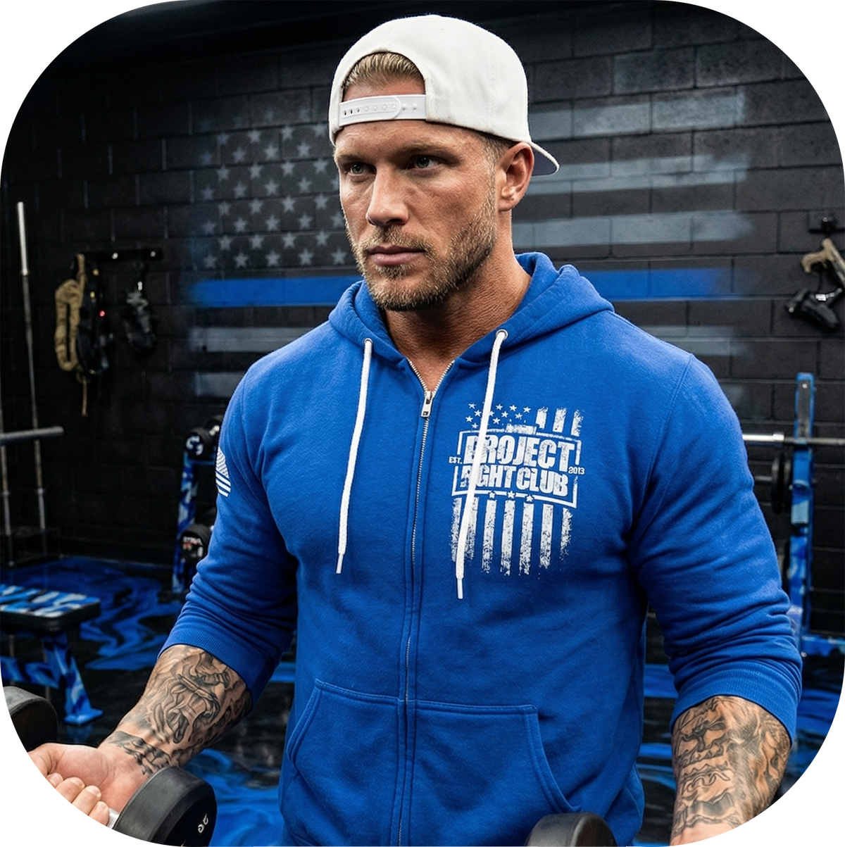 BLUE LIGHTWEIGHT ZIP HOODIE - SUPPORT POLICE