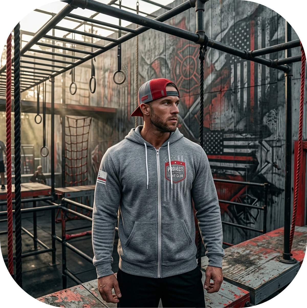GREY LIGHTWEIGHT ZIP HOODIE - HONOR FIREFIGHTERS & EMTs