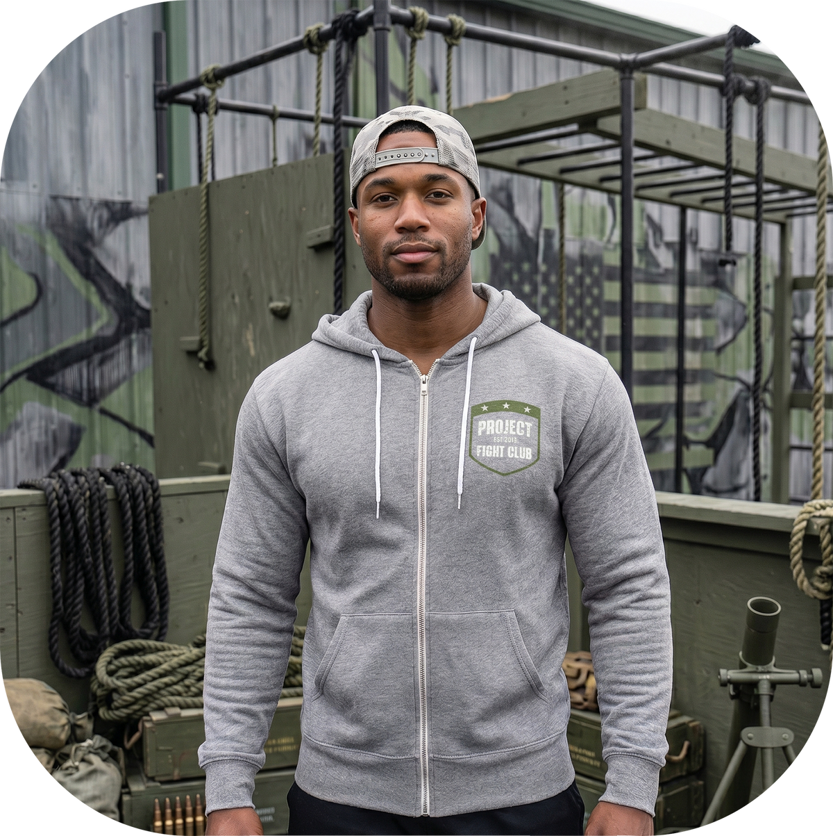 GREY LIGHTWEIGHT ZIP HOODIE - HONOR SOLDIERS & VETERANS