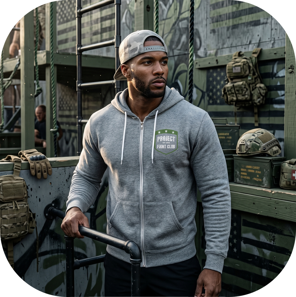 GREY LIGHTWEIGHT ZIP HOODIE - HONOR SOLDIERS & VETERANS