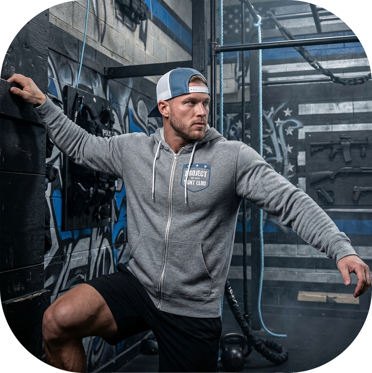 GUNMETAL LIGHTWEIGHT ZIP HOODIE - SUPPORT POLICE