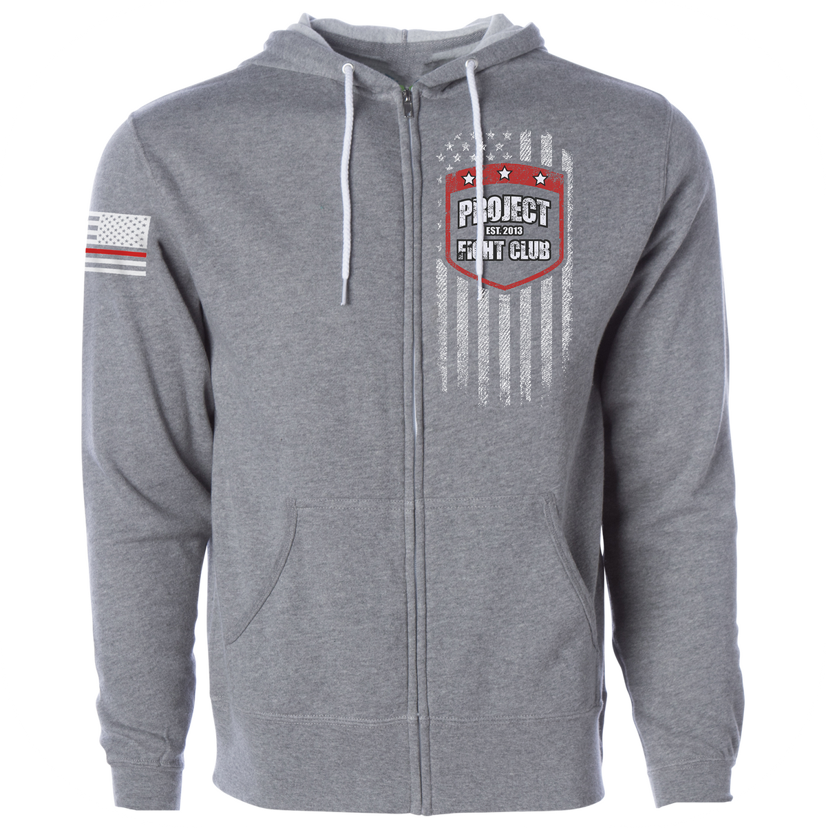 GREY LIGHTWEIGHT ZIP HOODIE - HONOR FIREFIGHTERS & EMTs