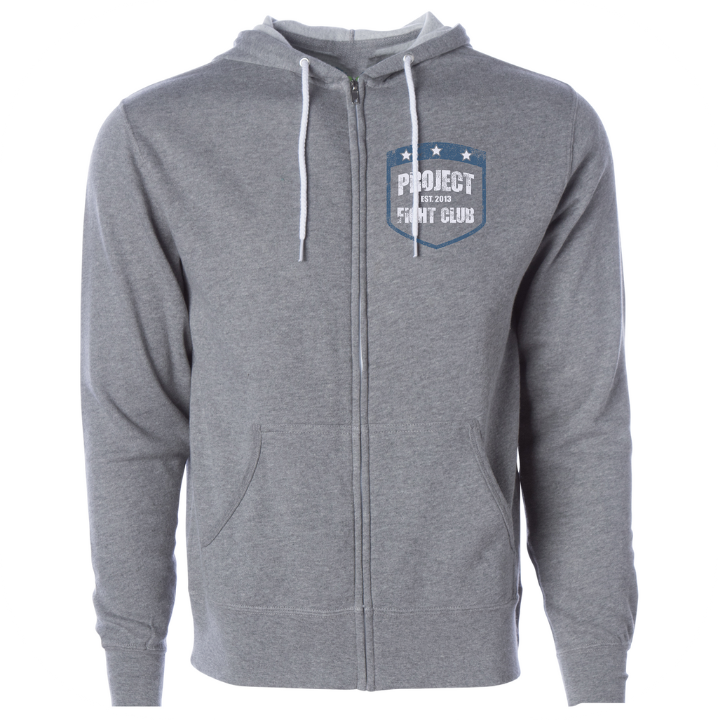 GUNMETAL LIGHTWEIGHT ZIP HOODIE - SUPPORT POLICE