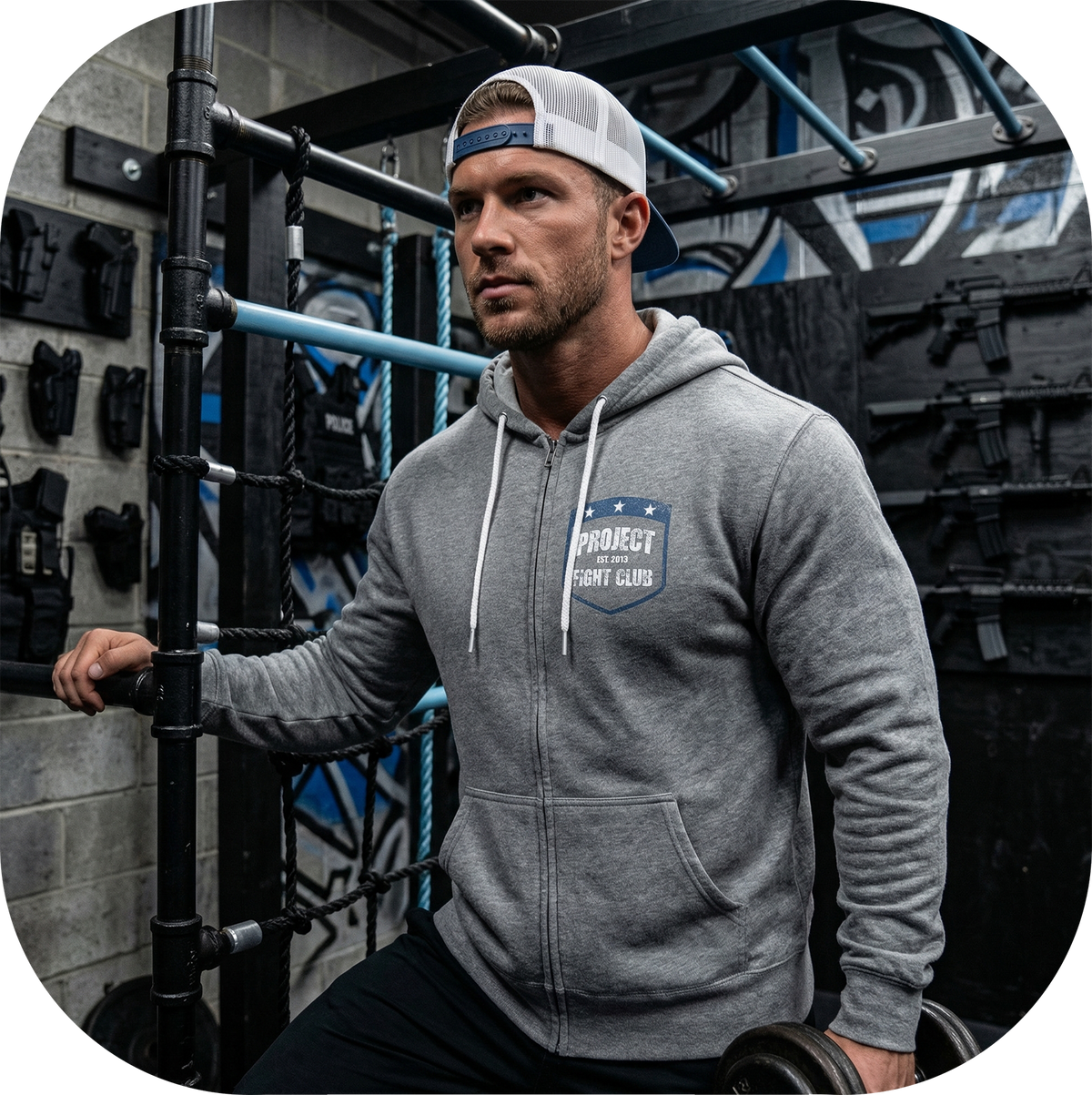 GUNMETAL LIGHTWEIGHT ZIP HOODIE - SUPPORT POLICE