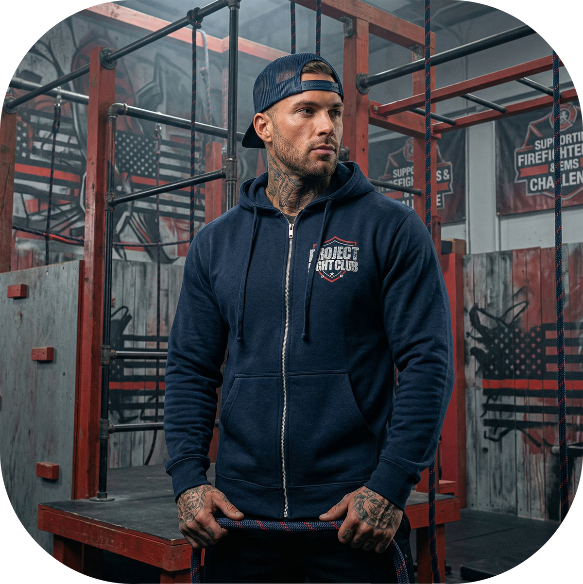 NAVY LIGHTWEIGHT ZIP HOODIE - HONOR FIREFIGHTERS & EMTs