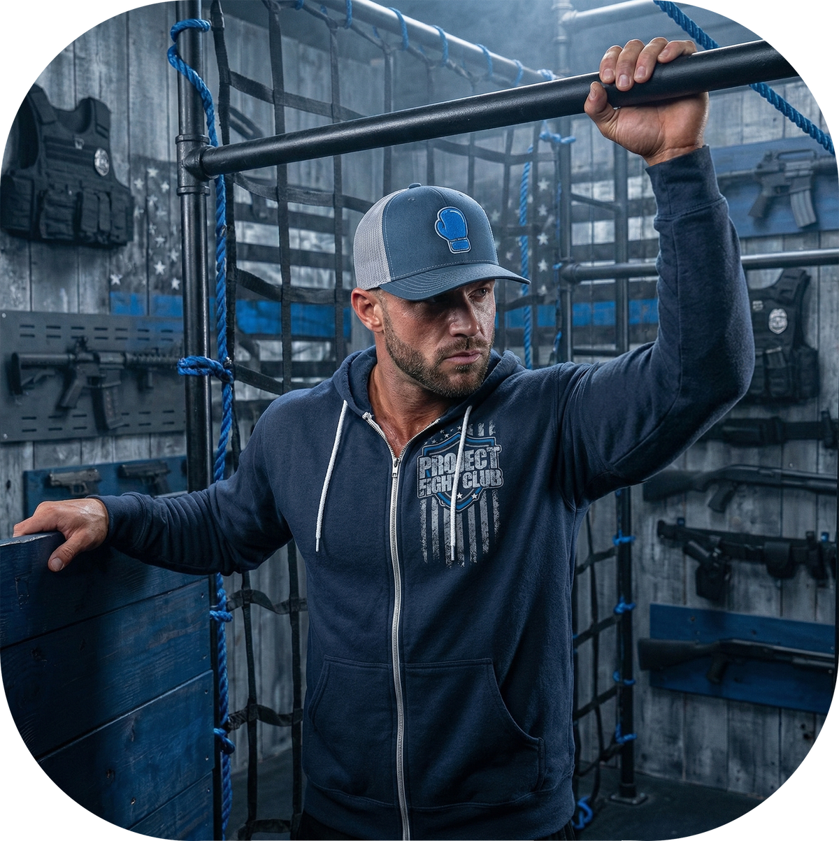 SLATE BLUE LIGHTWEIGHT ZIP HOODIE - SUPPORT POLICE