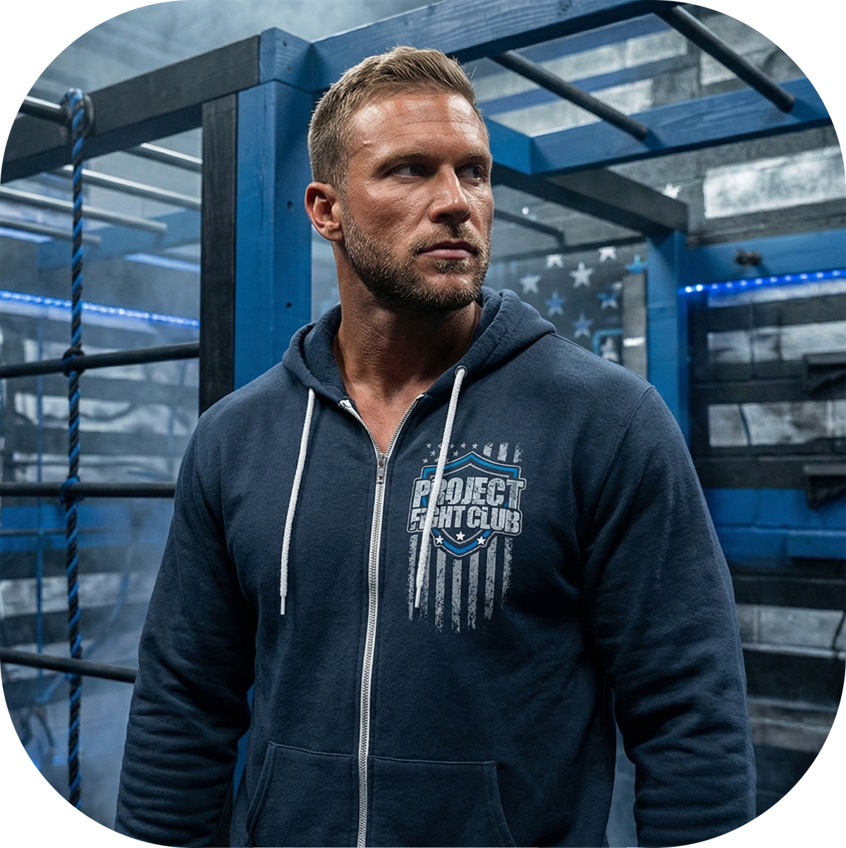 SLATE BLUE LIGHTWEIGHT ZIP HOODIE - SUPPORT POLICE