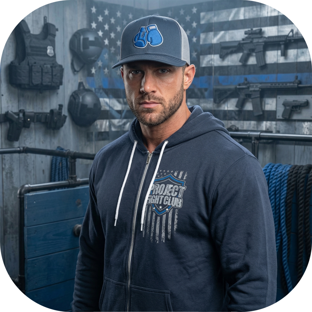 SLATE BLUE LIGHTWEIGHT ZIP HOODIE - SUPPORT POLICE