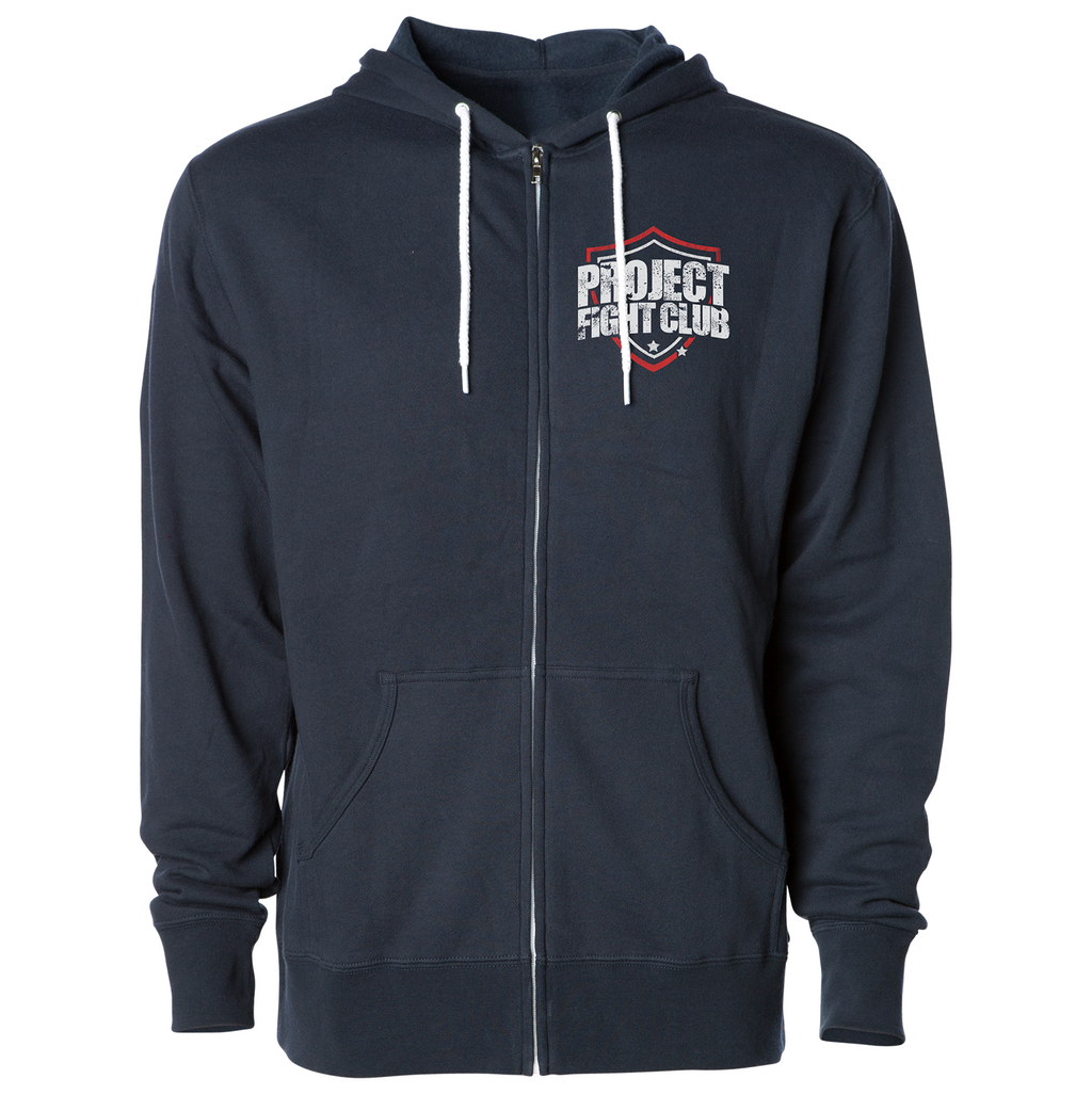 NAVY LIGHTWEIGHT ZIP HOODIE - HONOR FIREFIGHTERS & EMTs