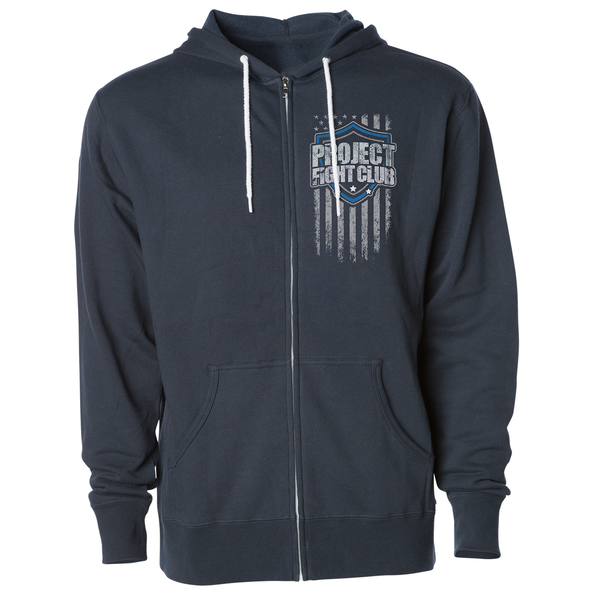 SLATE BLUE LIGHTWEIGHT ZIP HOODIE - SUPPORT POLICE
