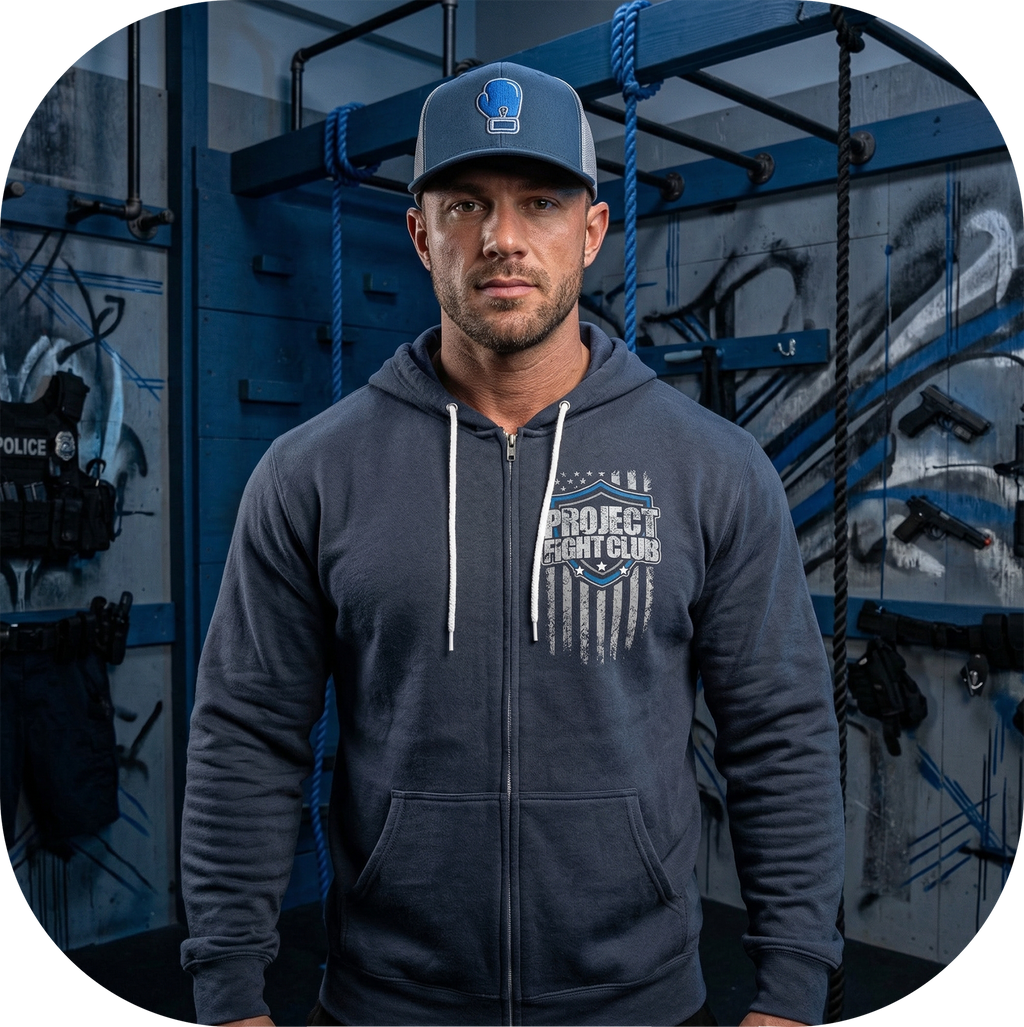 SLATE BLUE LIGHTWEIGHT ZIP HOODIE - SUPPORT POLICE