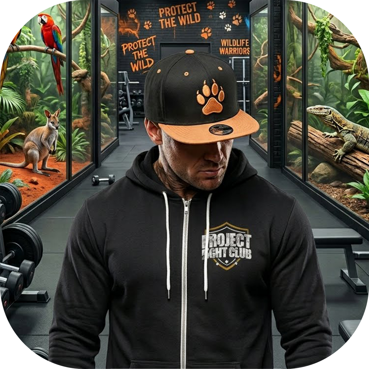 BLACK LIGHTWEIGHT ZIP HOODIE - PROTECT ANIMALS & WILDLIFE
