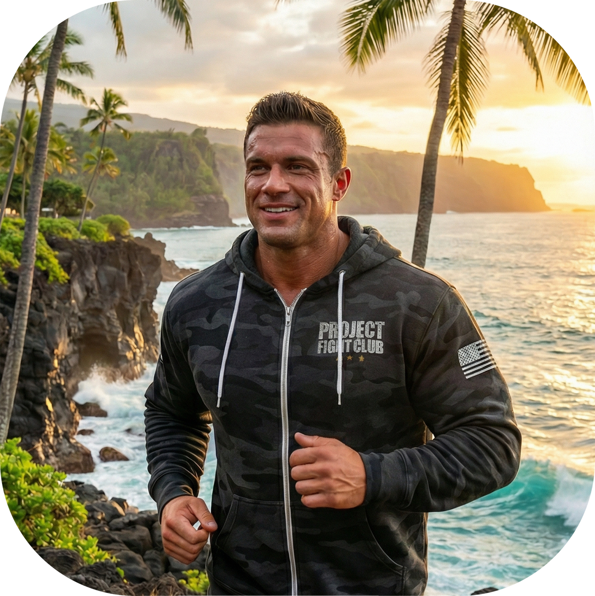 BLACK CAMO LIGHTWEIGHT ZIP HOODIE - PROTECT ANIMALS & WILDLIFE