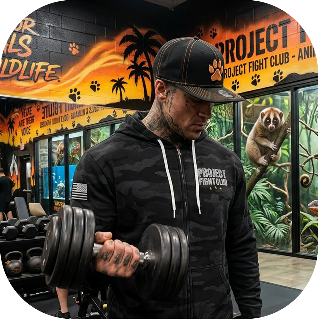 BLACK CAMO LIGHTWEIGHT ZIP HOODIE - PROTECT ANIMALS & WILDLIFE