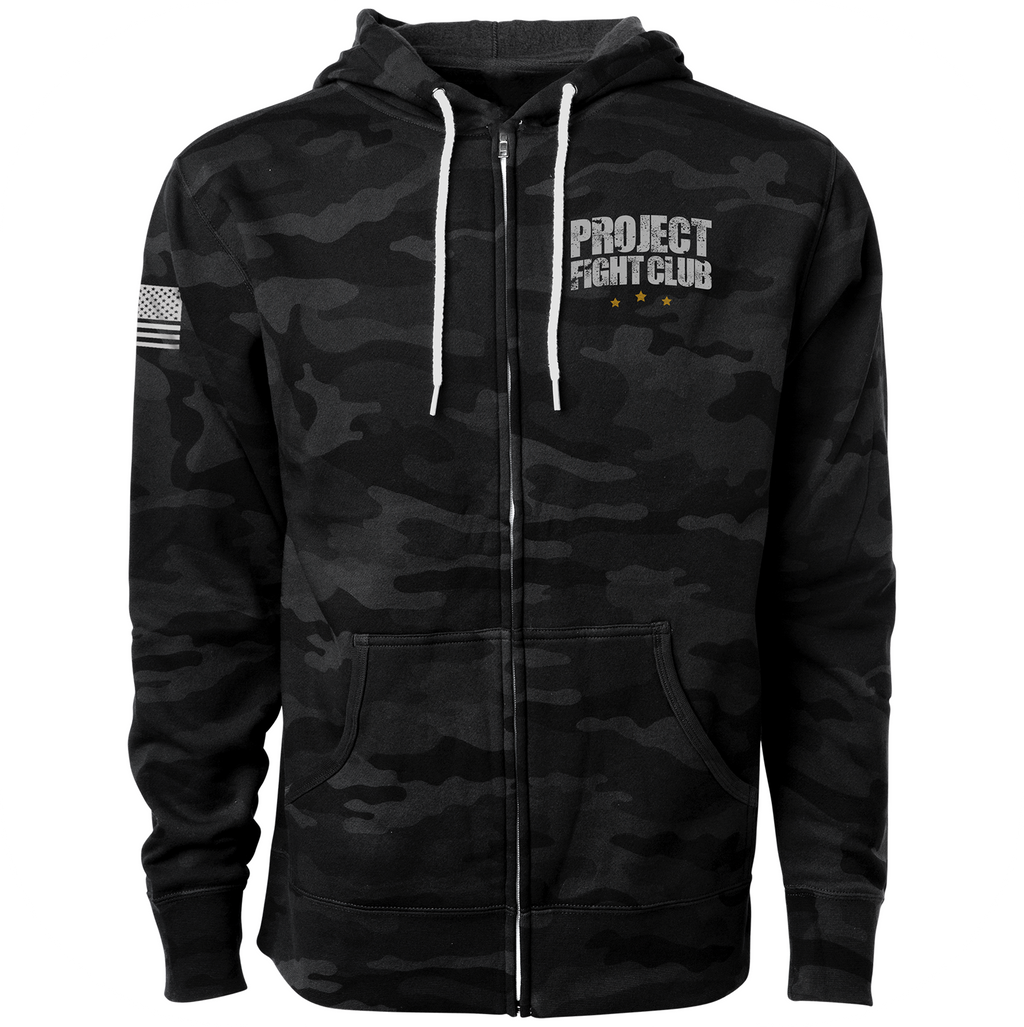 BLACK CAMO LIGHTWEIGHT ZIP HOODIE - PROTECT ANIMALS & WILDLIFE