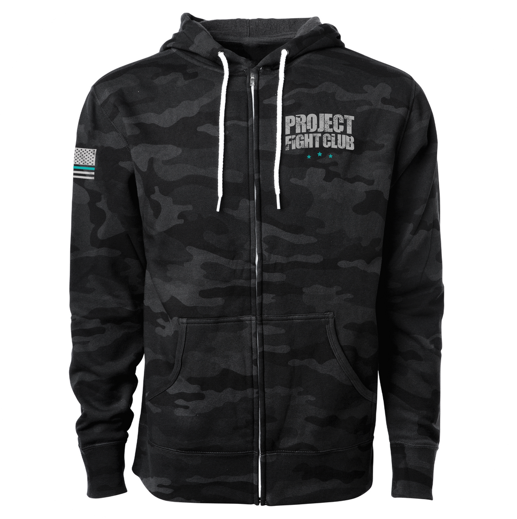 BLACK CAMO LIGHTWEIGHT ZIP - FIGHT ADDICTION