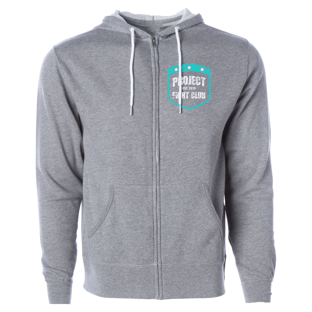 GREY LIGHTWEIGHT ZIP HOODIE - FIGHT ADDICTION