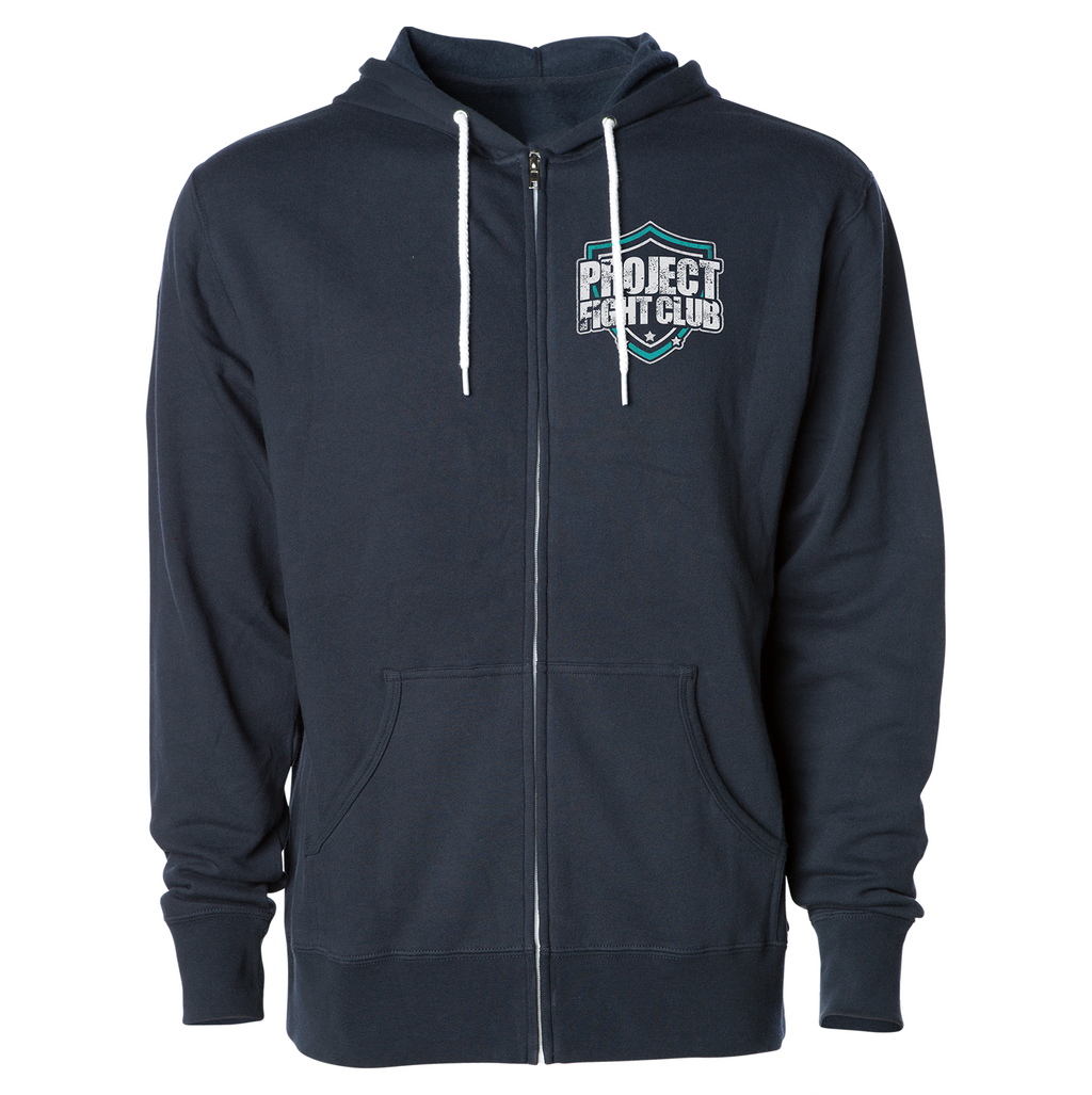 NAVY LIGHTWEIGHT ZIP HOODIE - FIGHT ADDICTION