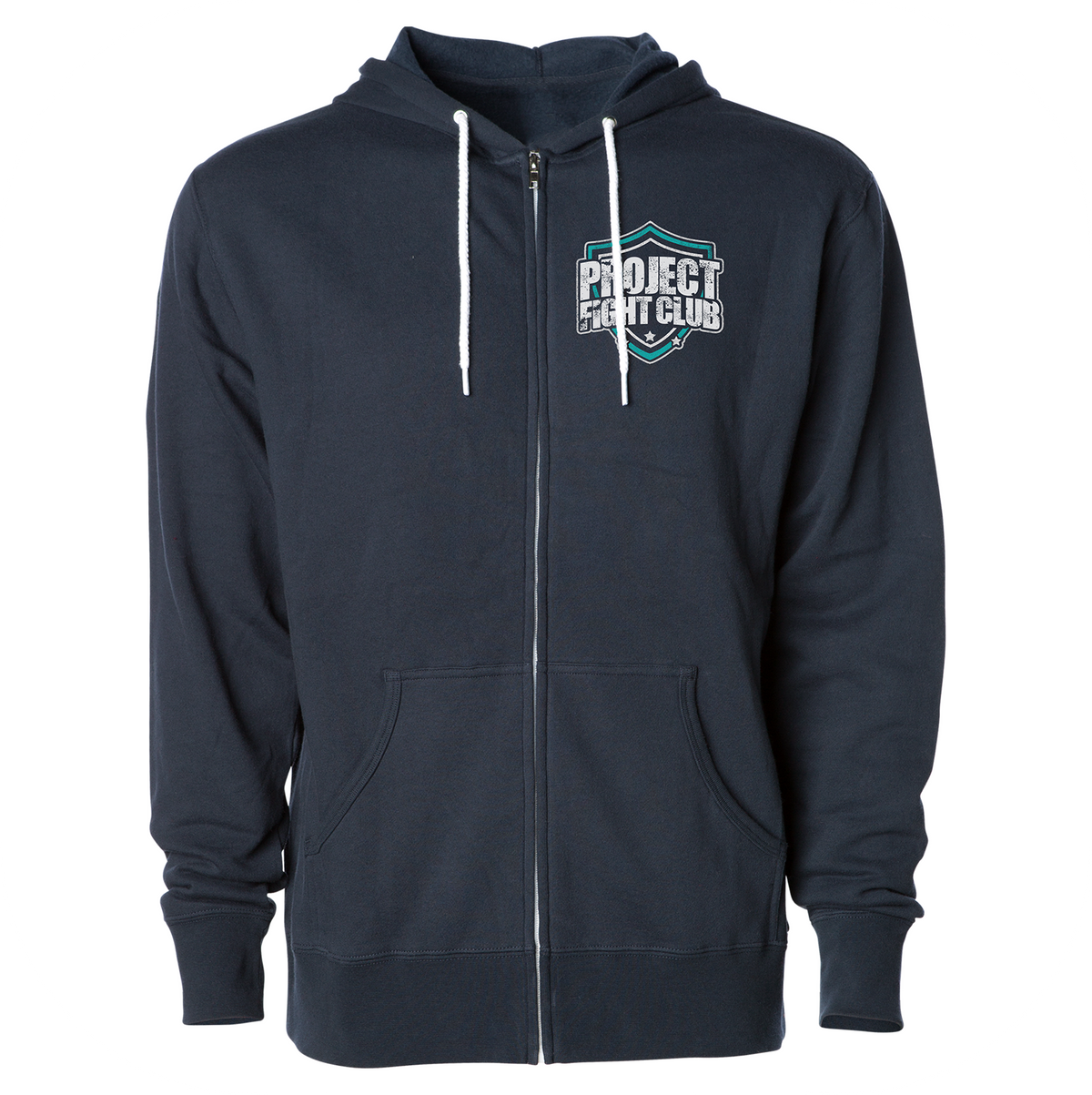 NAVY LIGHTWEIGHT ZIP HOODIE - FIGHT ADDICTION