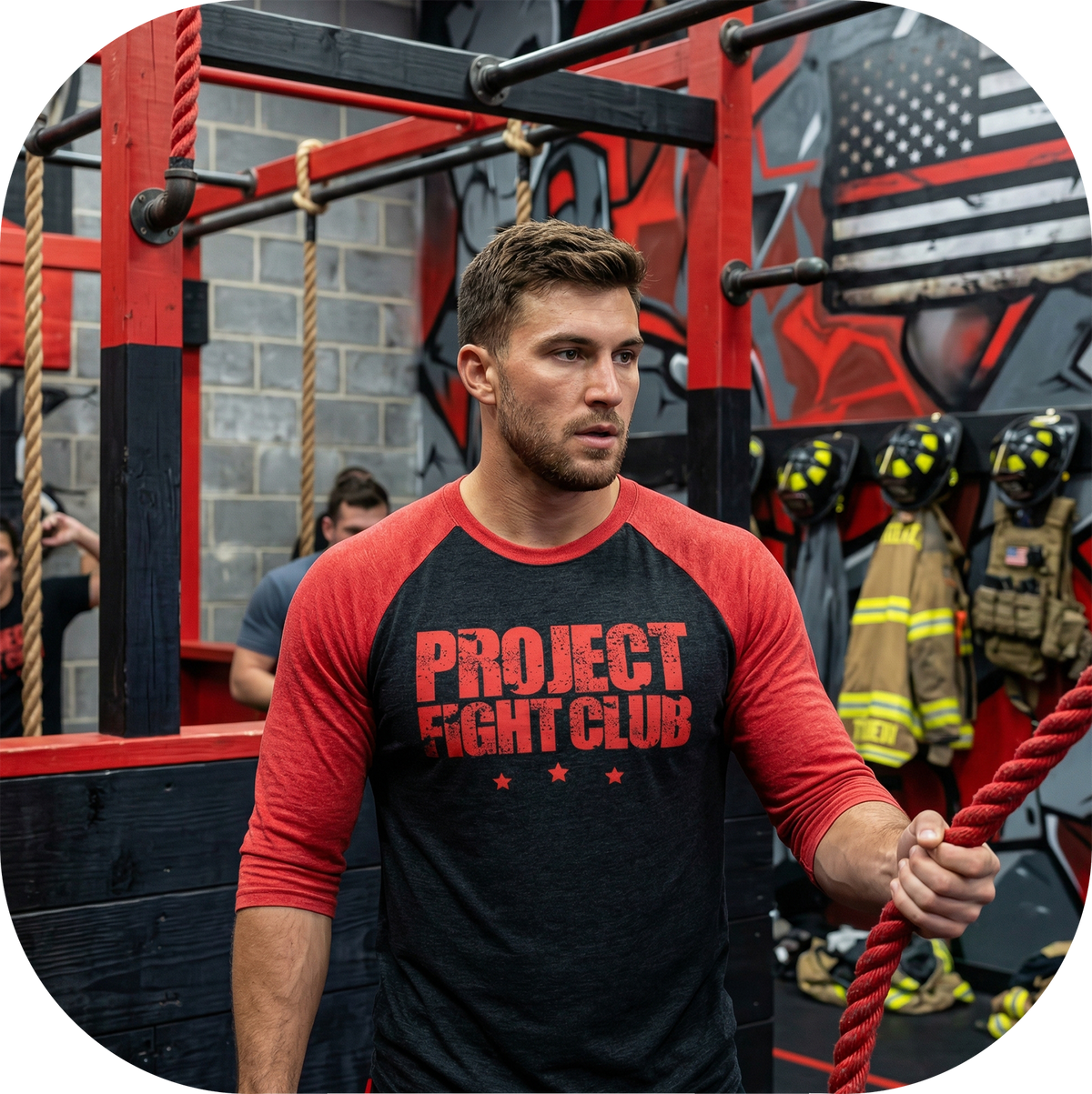 BLACK & RED BASEBALL TEE - HONOR FIREFIGHTERS & EMTs