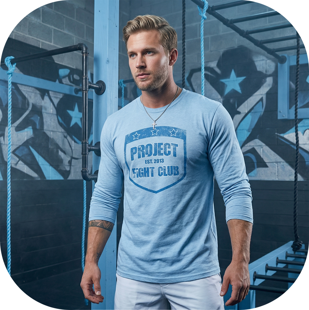 LIGHT BLUE LONG SLEEVE TEE - SUPPORT POLICE