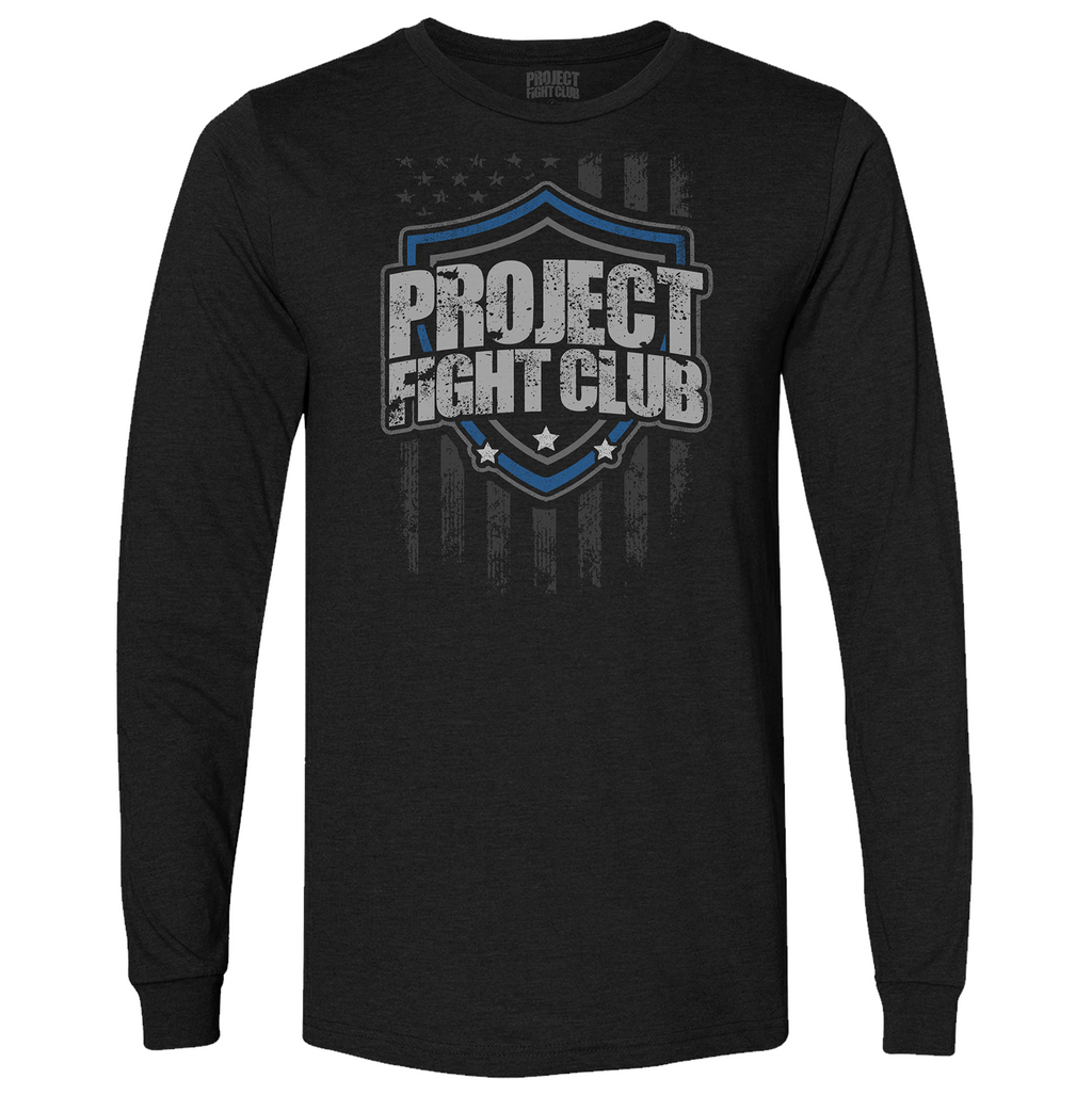 MENS BLACK LONG SLEEVE TEE #3 - SUPPORT POLICE