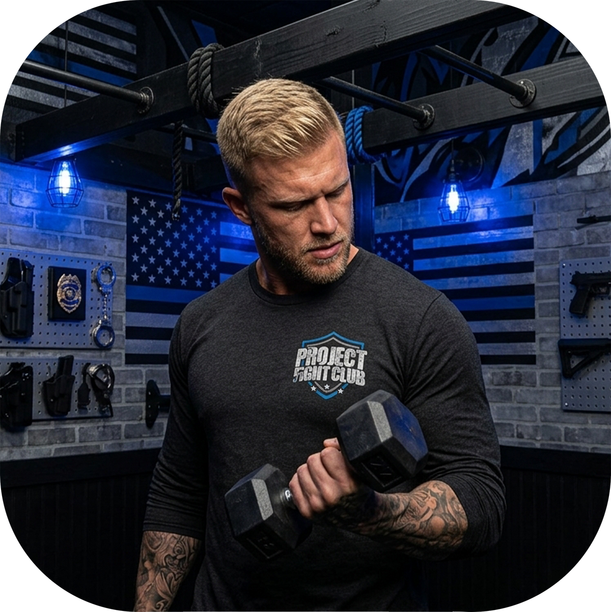 MENS BLACK LONG SLEEVE TEE #6 - SUPPORT POLICE