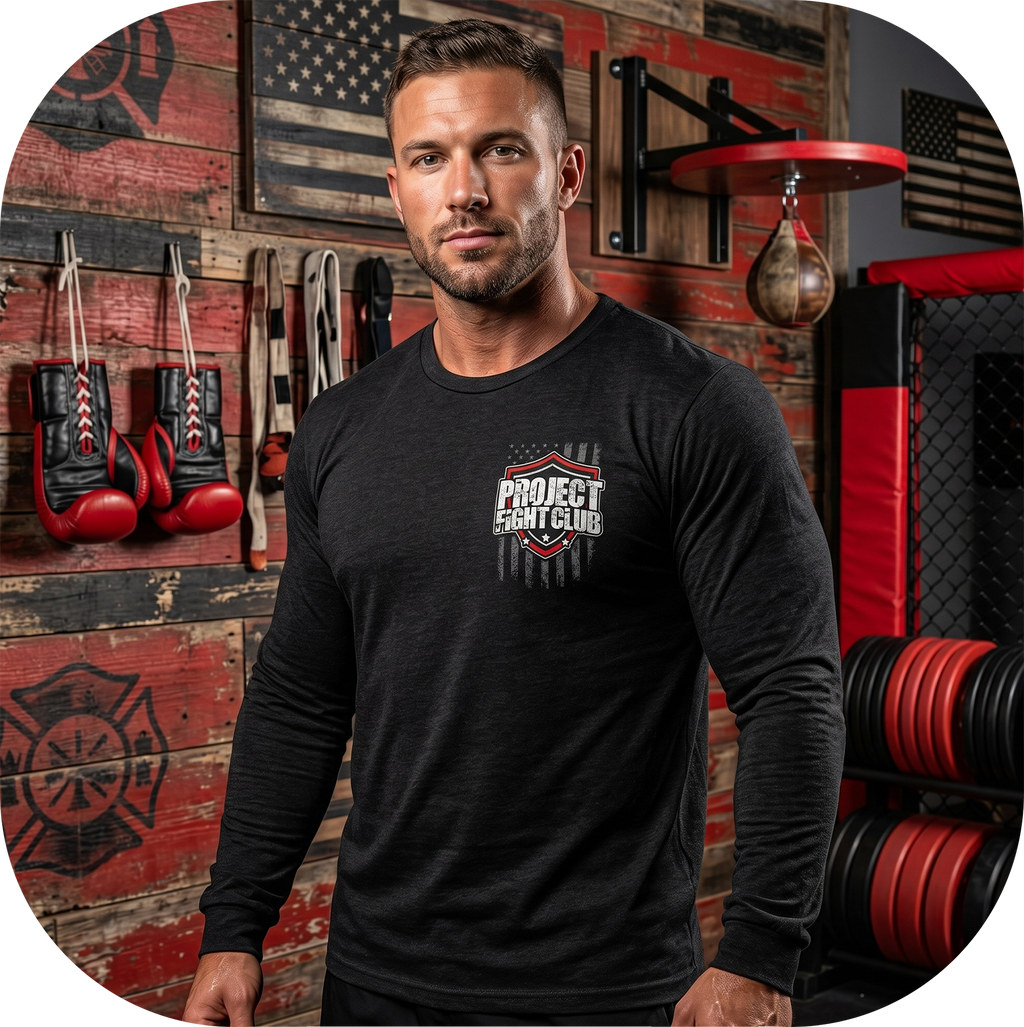 BLACK LONG SLEEVE TEE #6 - HONOR FIREFIGHTERS & EMTs