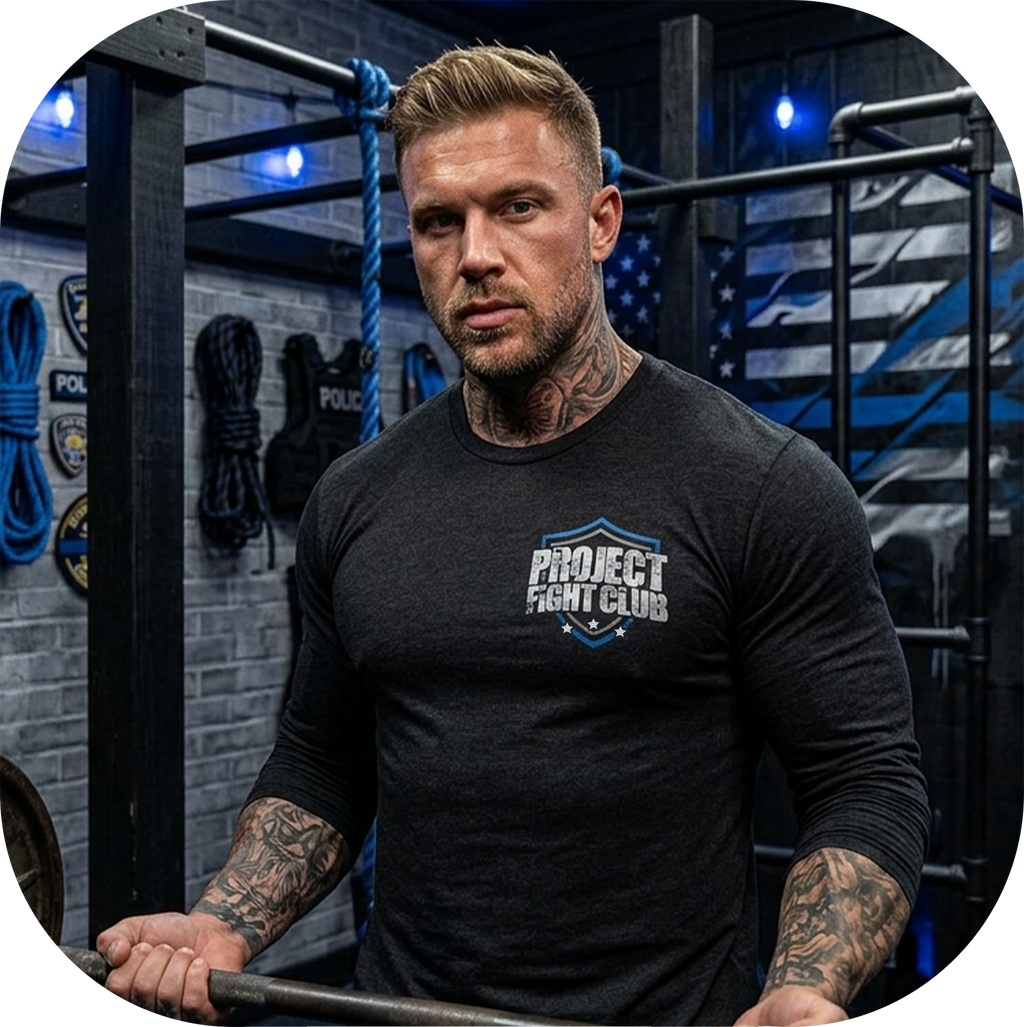 MENS BLACK LONG SLEEVE TEE #6 - SUPPORT POLICE