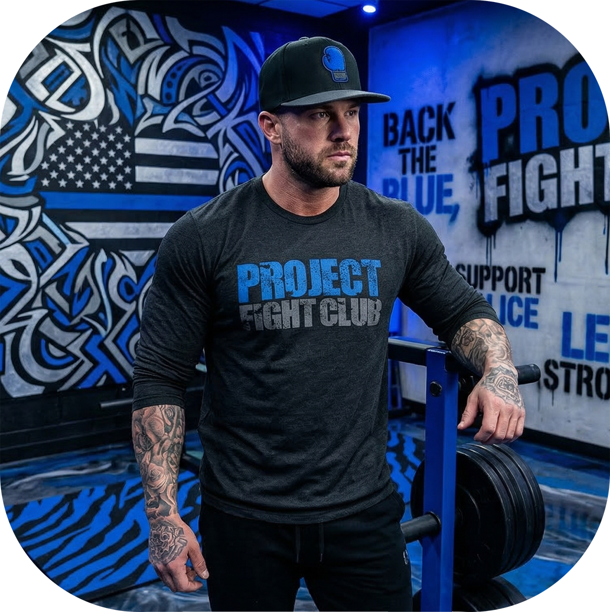 BLACK LONG SLEEVE T-SHIRT - SUPPORT POLICE