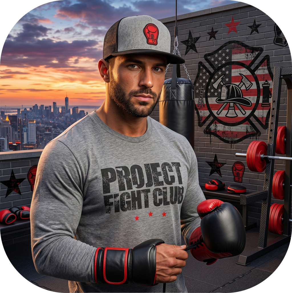 GREY LONG SLEEVE TEE #2 - HONOR FIREFIGHTERS & EMTs
