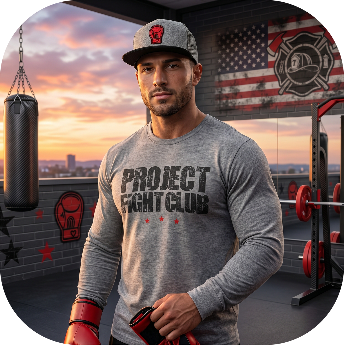 GREY LONG SLEEVE TEE #2 - HONOR FIREFIGHTERS & EMTs