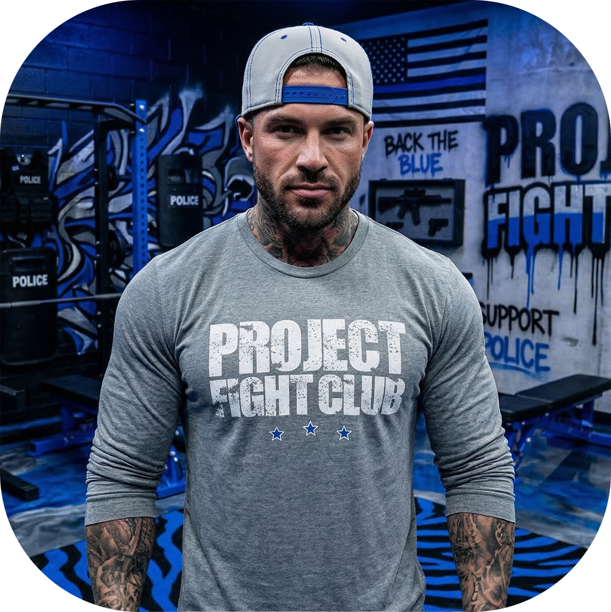 GREY LONG SLEEVE TEE #2 - SUPPORT POLICE