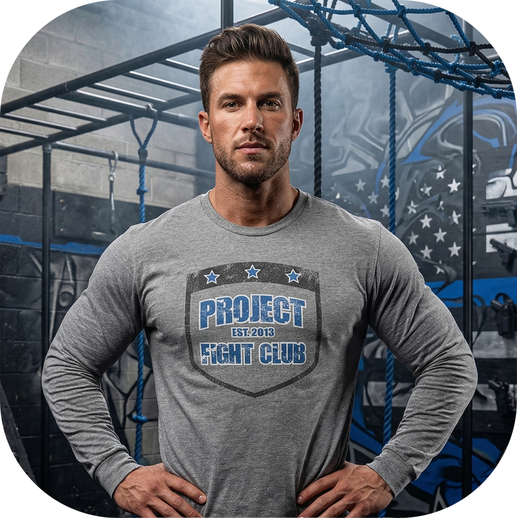 GREY LONG SLEEVE TEE - SUPPORT POLICE