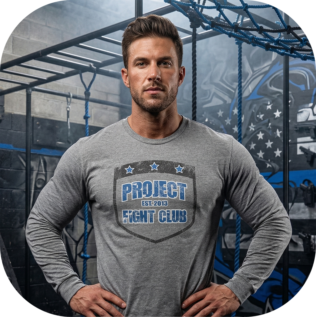 GREY LONG SLEEVE TEE - SUPPORT POLICE