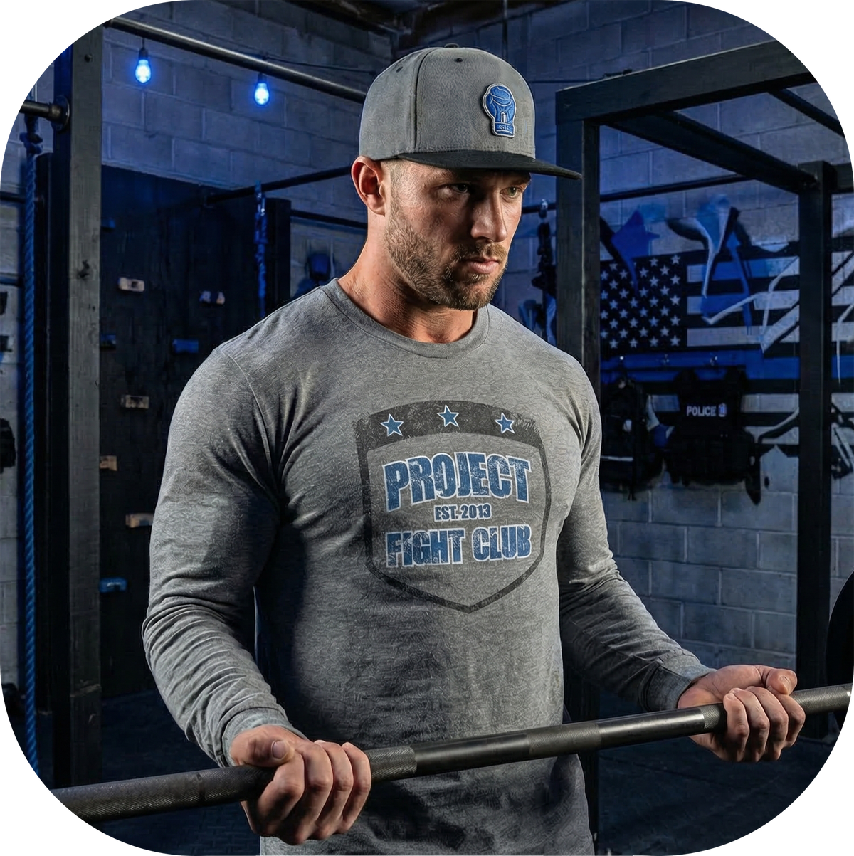 GREY LONG SLEEVE TEE - SUPPORT POLICE