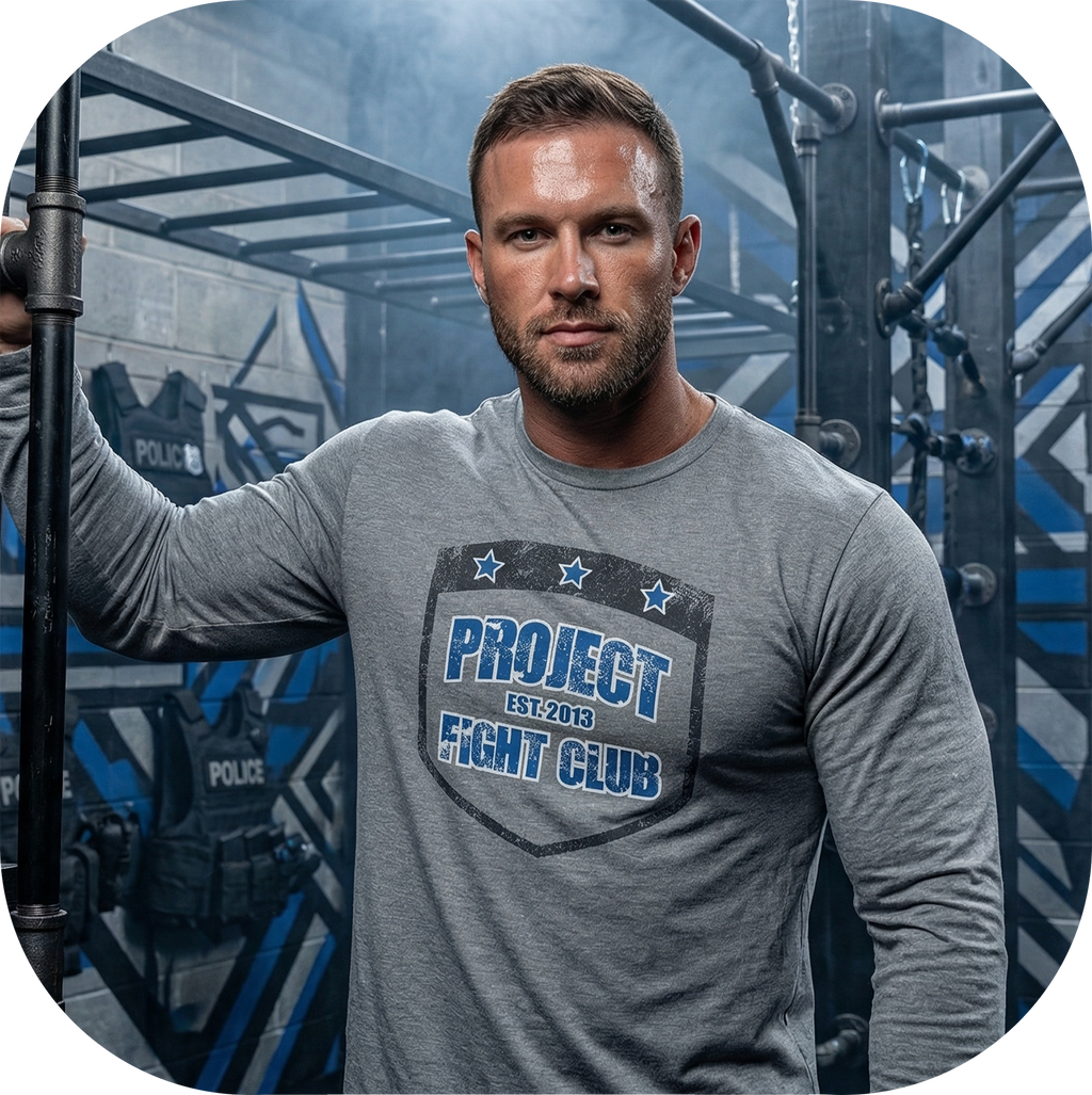 GREY LONG SLEEVE TEE - SUPPORT POLICE