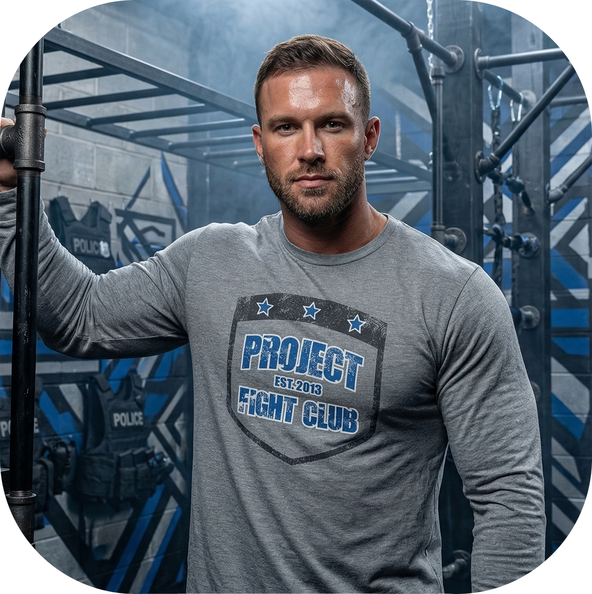 GREY LONG SLEEVE TEE - SUPPORT POLICE