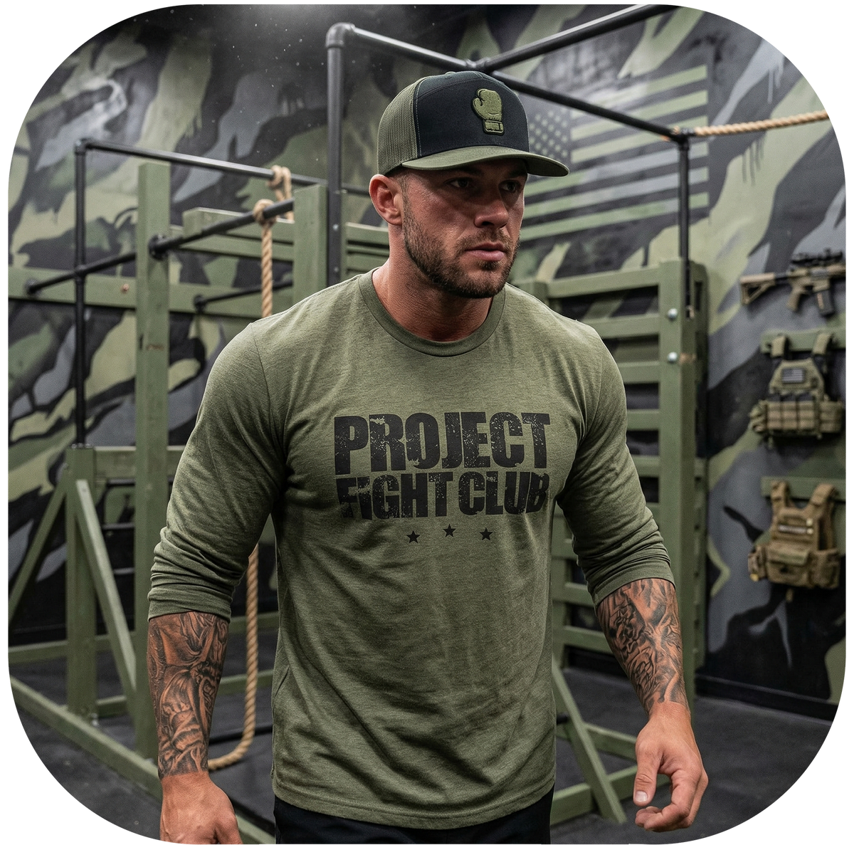 MILITARY GREEN LONG SLEEVE TEE - HONOR SOLDIERS & VETERANS
