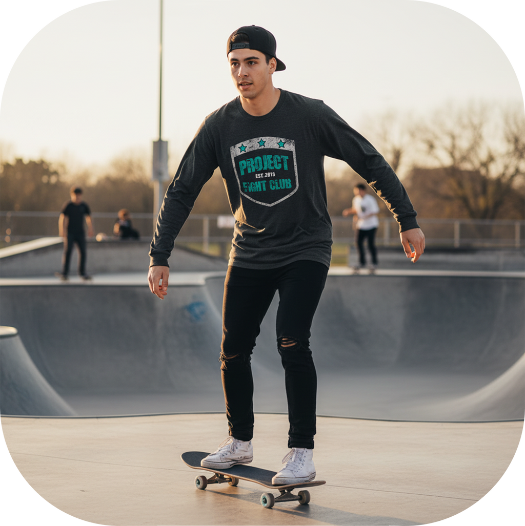 MENS BLACK LONG SLEEVE TEE #5 - FIGHT ADDICTION