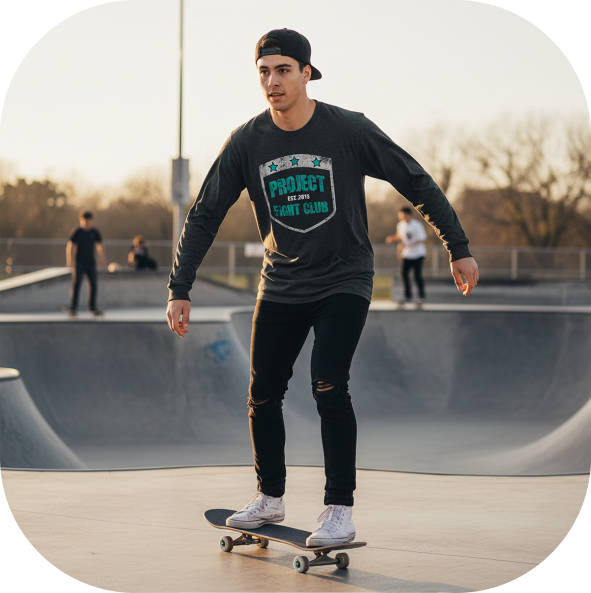 MENS BLACK LONG SLEEVE TEE #5 - FIGHT ADDICTION