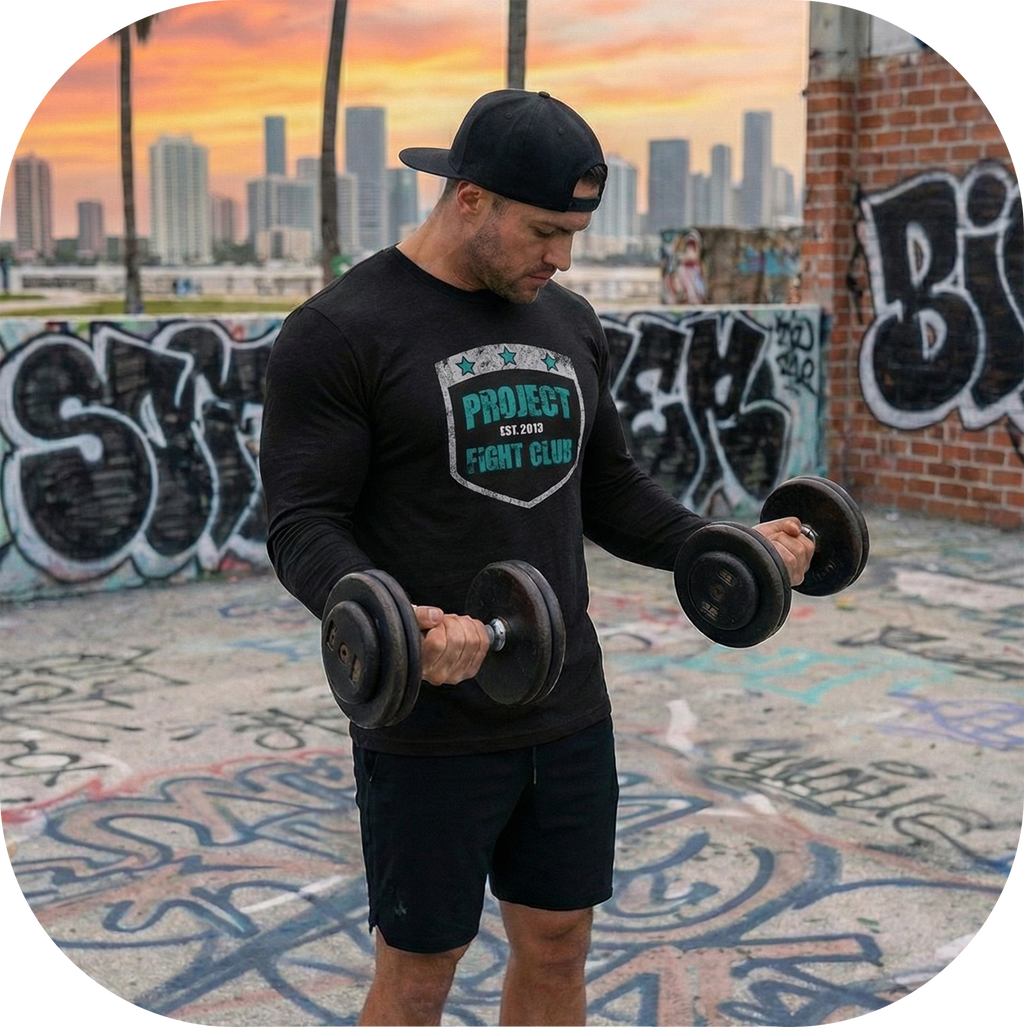 MENS BLACK LONG SLEEVE TEE #5 - FIGHT ADDICTION