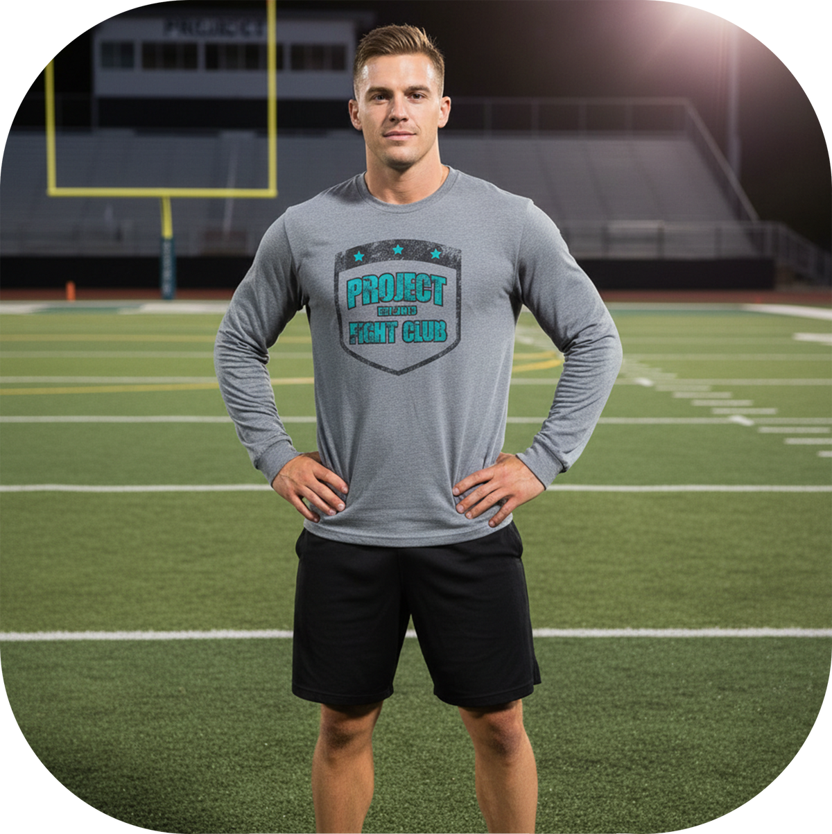 MENS GREY LONG SLEEVE TEE - FIGHT ADDICTION