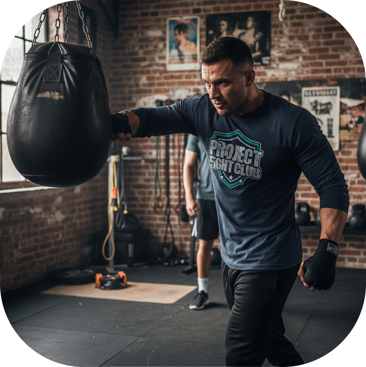 NAVY LONG SLEEVE TEE - FIGHT ADDICTION