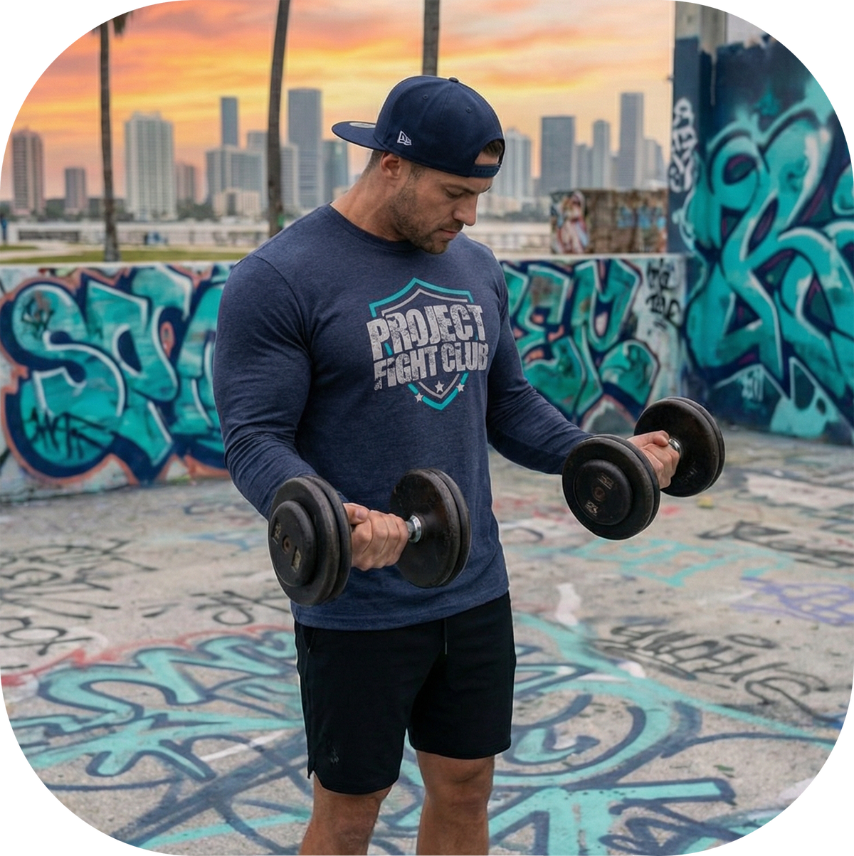 NAVY LONG SLEEVE TEE - FIGHT ADDICTION